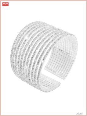 Silver Rhinestone Cuff Bracelet Crystal Bridal Wedding Evening